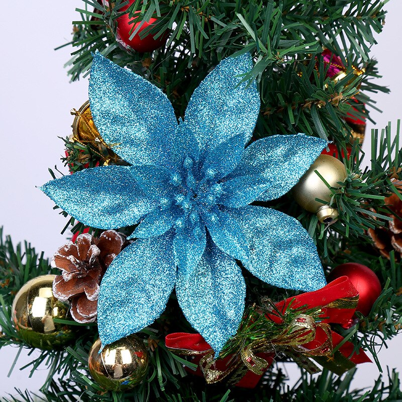 15cm paillettes fleur de soie artificielle grande tête de fleur ornements d'arbre de noël bricolage Scrapbooking décoration pour le nouvel an décor de noël: G