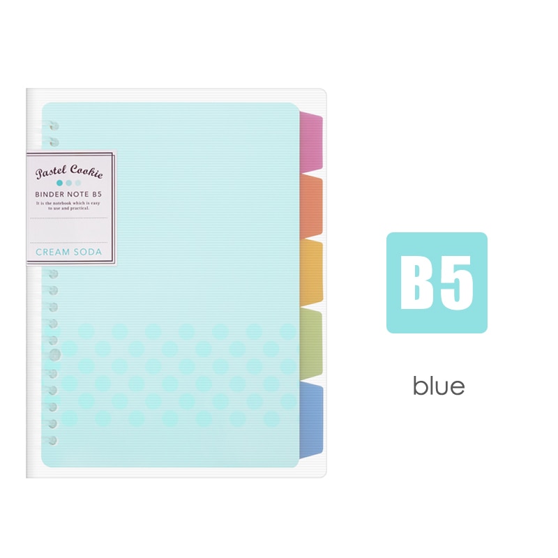 JIANWU japan KOKUYO Macaron note book loose leaf inner core A5 B5 notebook diary plan binder office school supplies ring binder: B5 blue