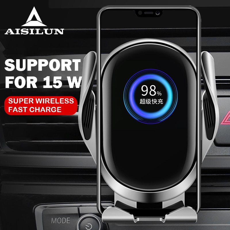 15w draadloze autolader qi snellaadaccessoires voor mobiele telefoons oplader inductieondersteuning telefoon voiture metaal
