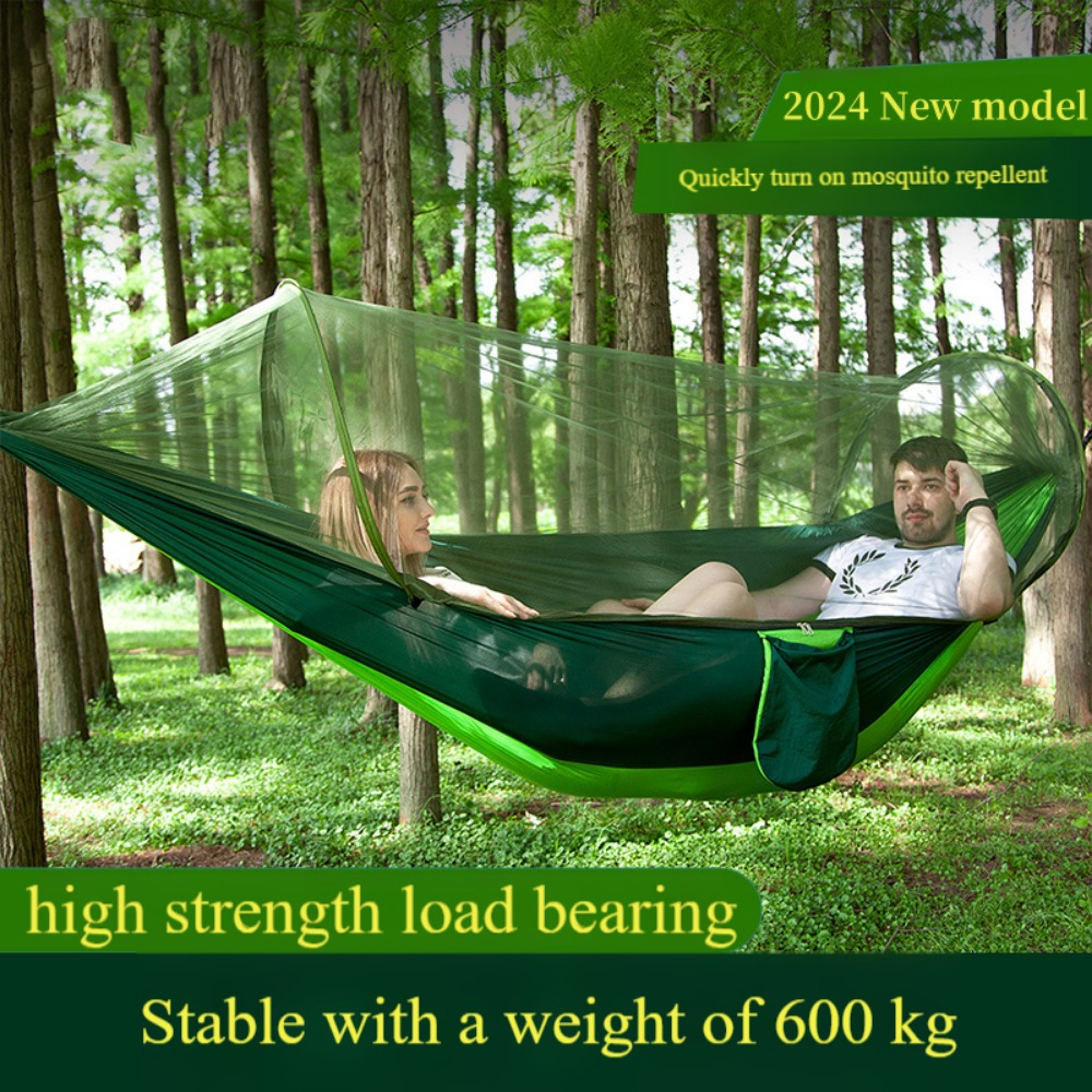 Hamaca para acampar con mosquitera, hamacas portátiles de paracaídas para exteriores, columpio, hamaca para dormir, material para acampar