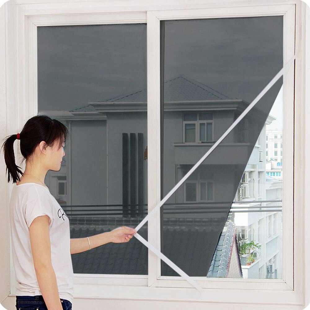 130Cm X 150Cm Fly Mosquito Window Net Mesh Screen Room Cortinas Mug Gordijnen Netto Gordijn Protector Fly Screen inzet: Black 