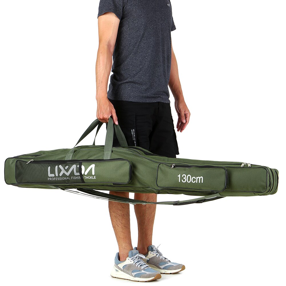 Lixada 130cm/150cm tre lag fisketaske bærbar sammenklappelig fiskestang rulle tackle værktøj bæretaske bærer rejsetaske