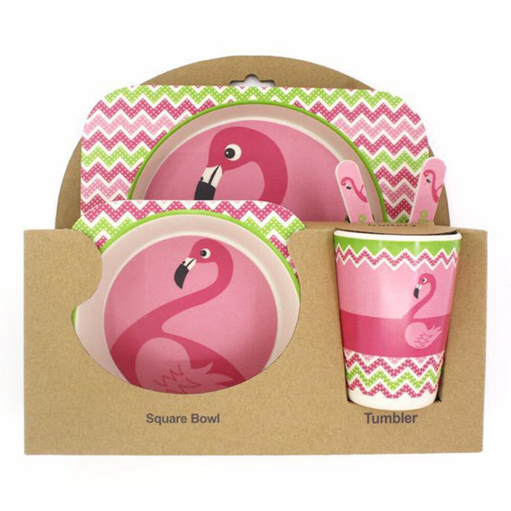 Juego de 5 unidades de vajilla para bebé, Bol de fibra de bambú Natural con taza, cuchara, plato, tenedor, platos de alimentación para niños, utensilios al por mayor: Beige