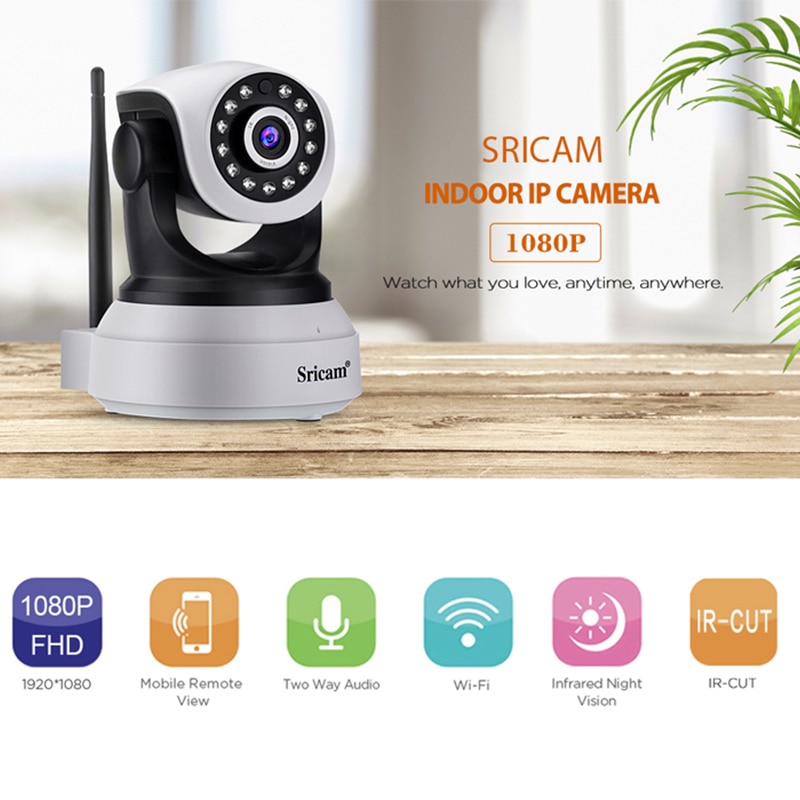 Sricam sp017 4x zoom mini trådløs smart home baby monitor hd 2.0mp wifi ip kamera mobil fjernbetjening 360 ° visning indendørs cctv kamera