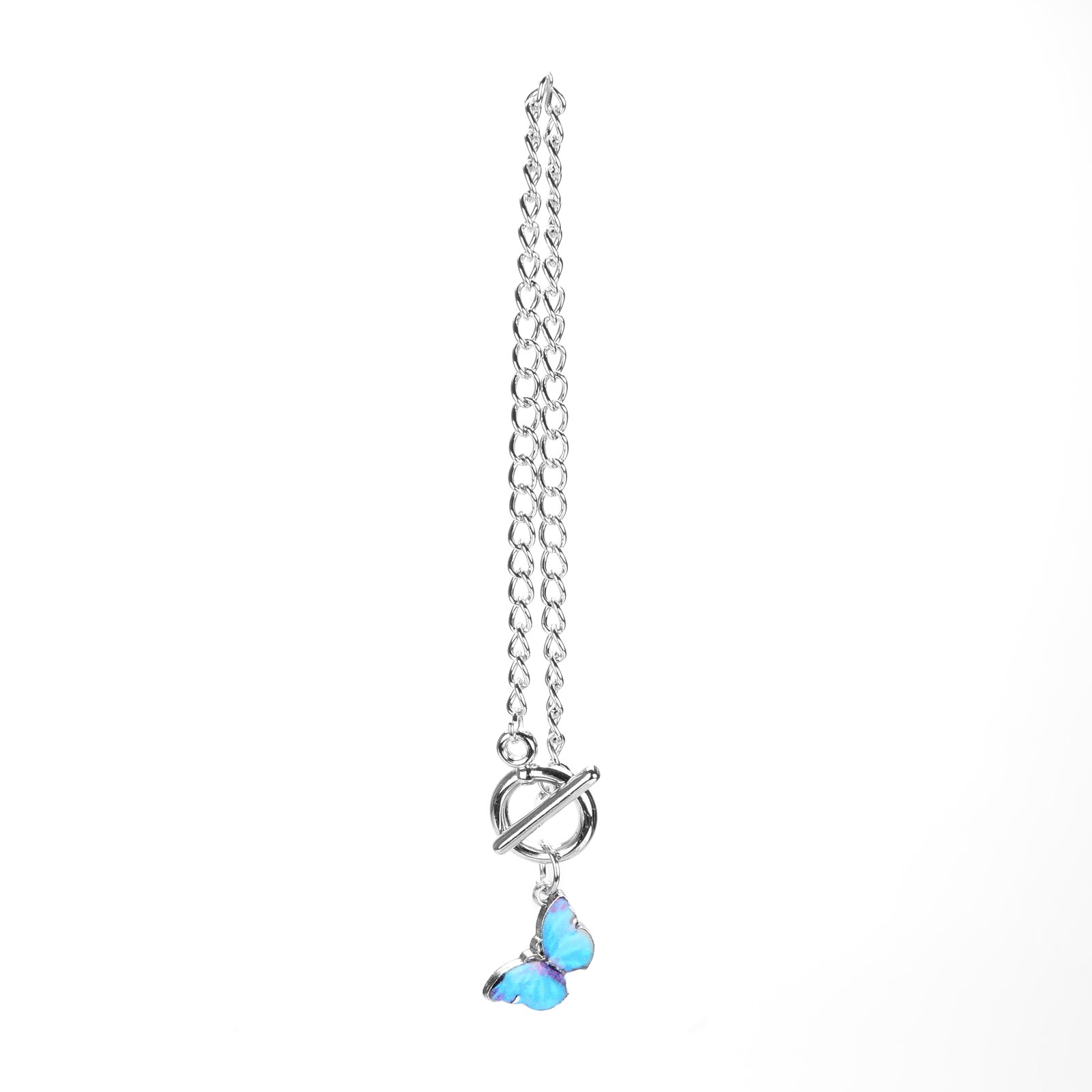 1 pçs azul roxo borboleta pingente pulseira simples palavra fivela corrente pulseira bom presente para mulher esposa filha diário popular: Blue butterfly