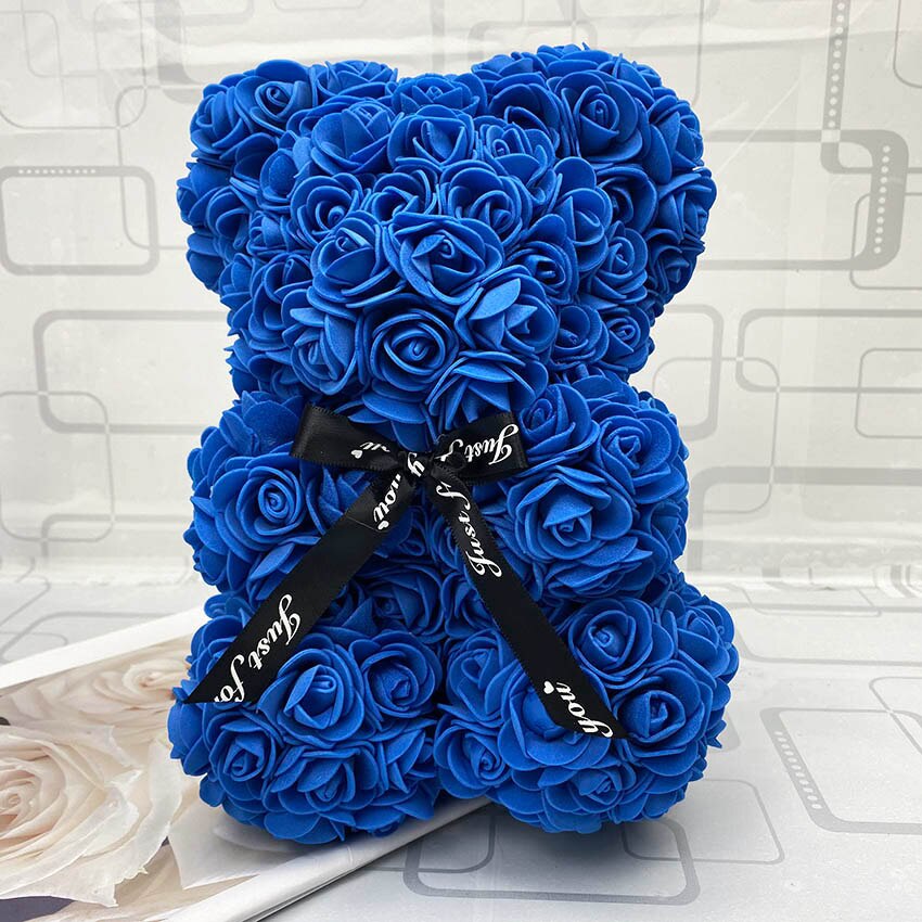 25cm rose bjørn bamse kunstige skum roser til vindue display evig rose evige blomst bryllup valentines: Marine 25cm uden æske