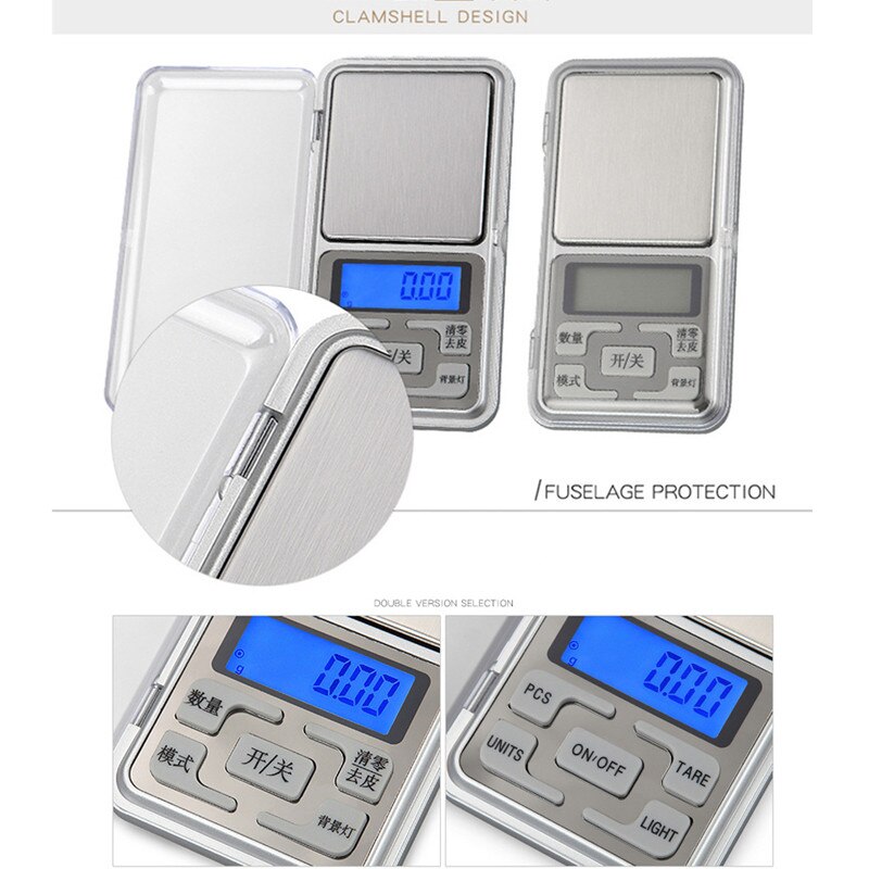 Portable Mini Digital Scale 100/200/300/500g 0.01g/0.1g High Accuracy Backlight Gram Weight Pocket Scale For Jewelry Kitchen 1pc