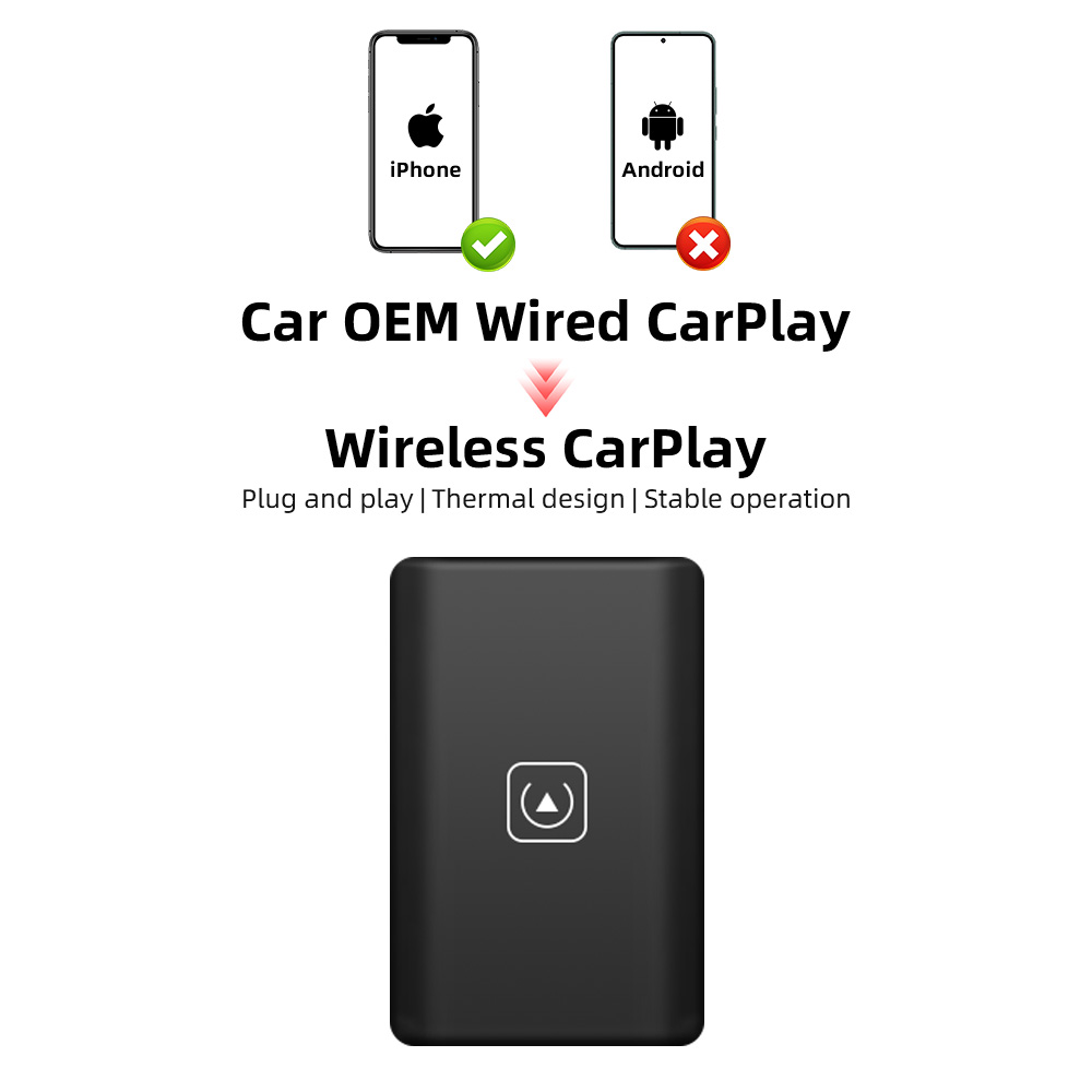 TIMEKNOW Wireless CarPlay Adapter for Apple iPhone Wired to Wireless Carplay Dongle Plug And Play USB Connection Auto Car Dongle: black