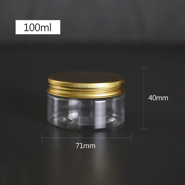 50ml/100ml/150ml/200ml/300ml Plastic Jar With Iron Lid Transparent Container Storage Jars Cosmetic Food Storage Jars: 100ML
