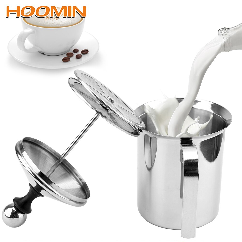 Hoomin Double Mesh Melk Creamer 400/800 Ml Roestvrijstalen Handleiding Melkopschuimer Melk Schuim Mesh Koffie Foamer Keuken gereedschap