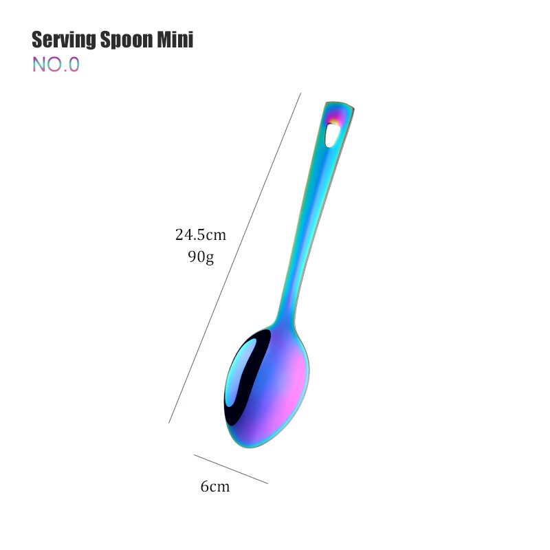 1PC Rainbow Stainless Steel Nonstick Kitchen Utensils Cooking Tool Long Serving Sets Scoop Spoon Fork Turner Ladle Cake Shovel: Ivory
