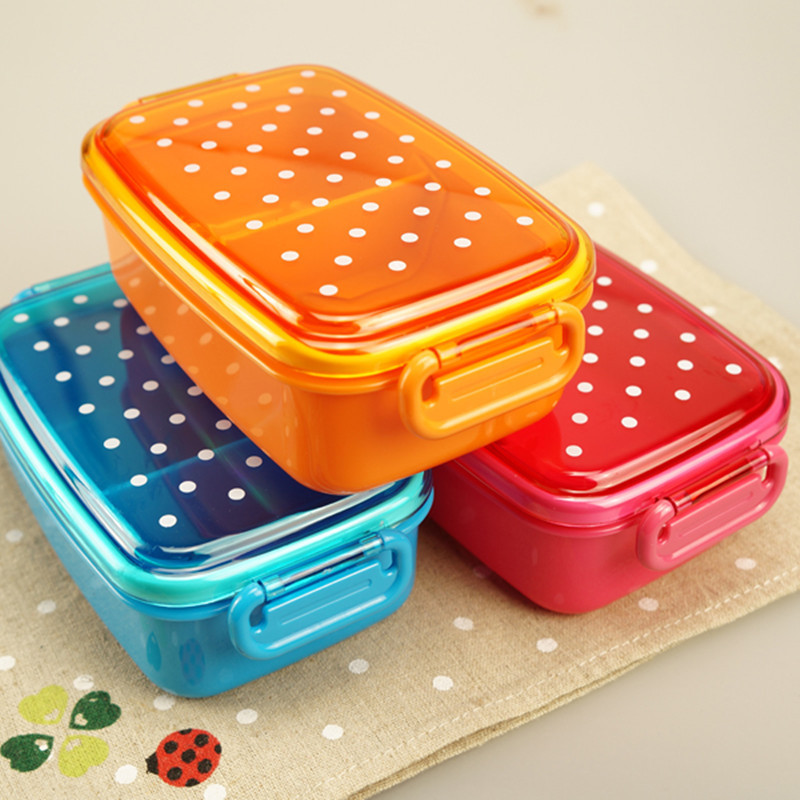Dot Lunchbox Servies Servies Voedsel Container Bento Sushi Box Kid Baby Fruit Snack Draagbare Magnetron Lunchbox