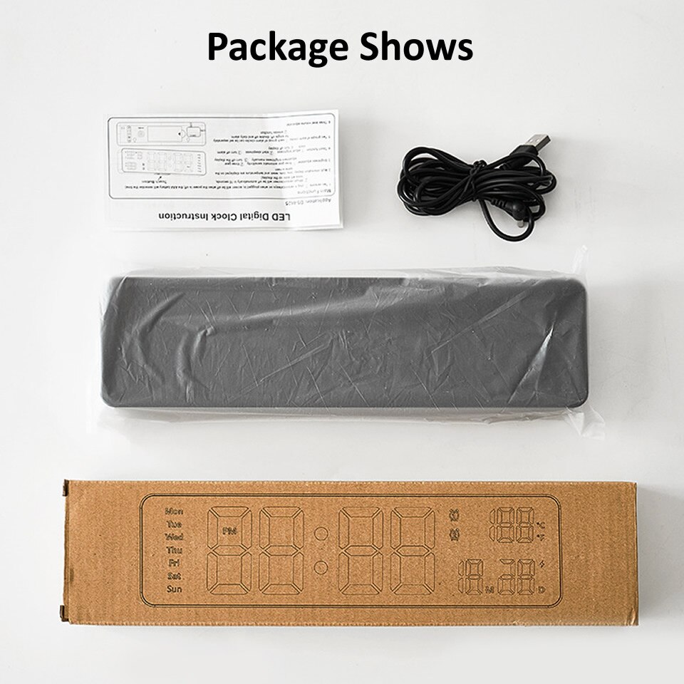 Large Screen LED Digital Alarm Clock Luminous Desktop Timer Temperature Display Alarm Clock with Music LED Desktop Digital Clock