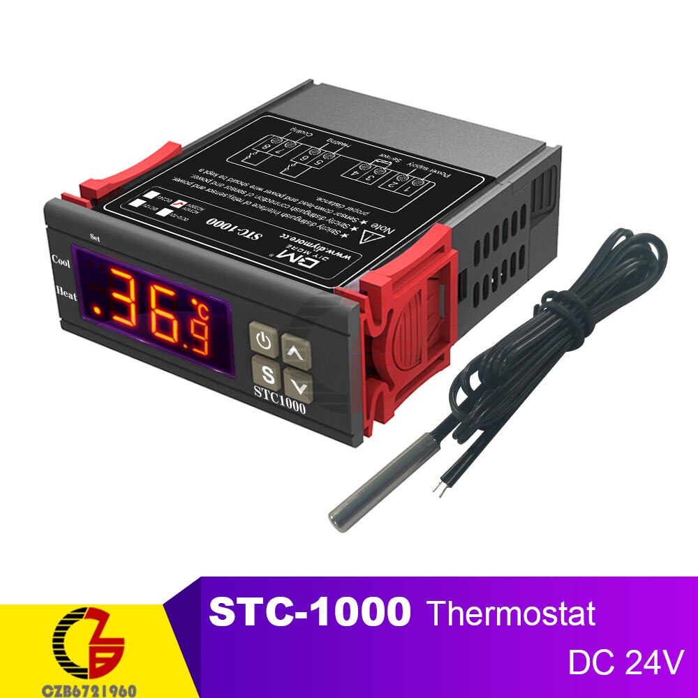 110V 220V 12V LED Digital Temperature Humidity Controller Indoor Brewing Incubator Thermostat Humidistat Therometer Hygrometer: STC-1000 DC 24V