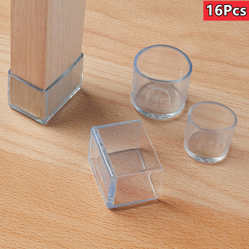 Protector transparente para patas de muebles, cubierta de silicona para patas de mesa y silla, resistente al desgaste, 16 piezas