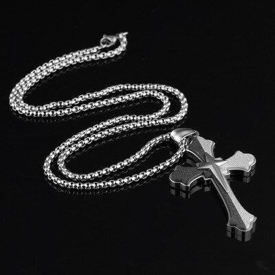 Persoonlijkheid kruis ketting mannelijke eenvoudige frosted cross hanger Christian titanium stalen ketting