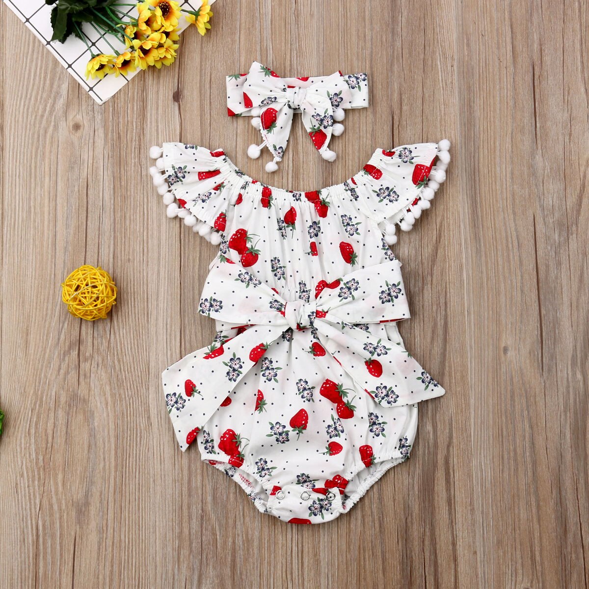 -né enfant en bas âge bébé filles 0-18M body vêtements à manches courtes imprimé combinaison body bandeau tenues Sunsuit