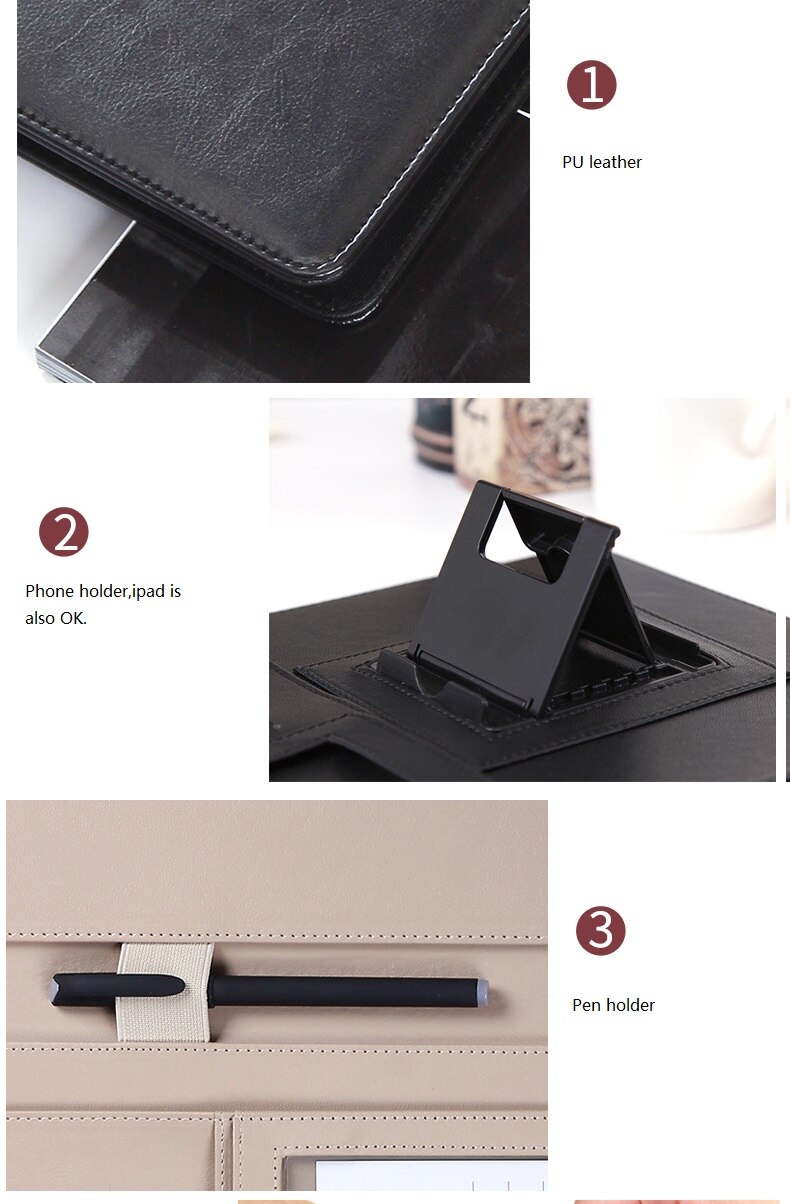 A4 PU leather multifunctional Portfolio office business manager padfolio briefcase bag document file holder