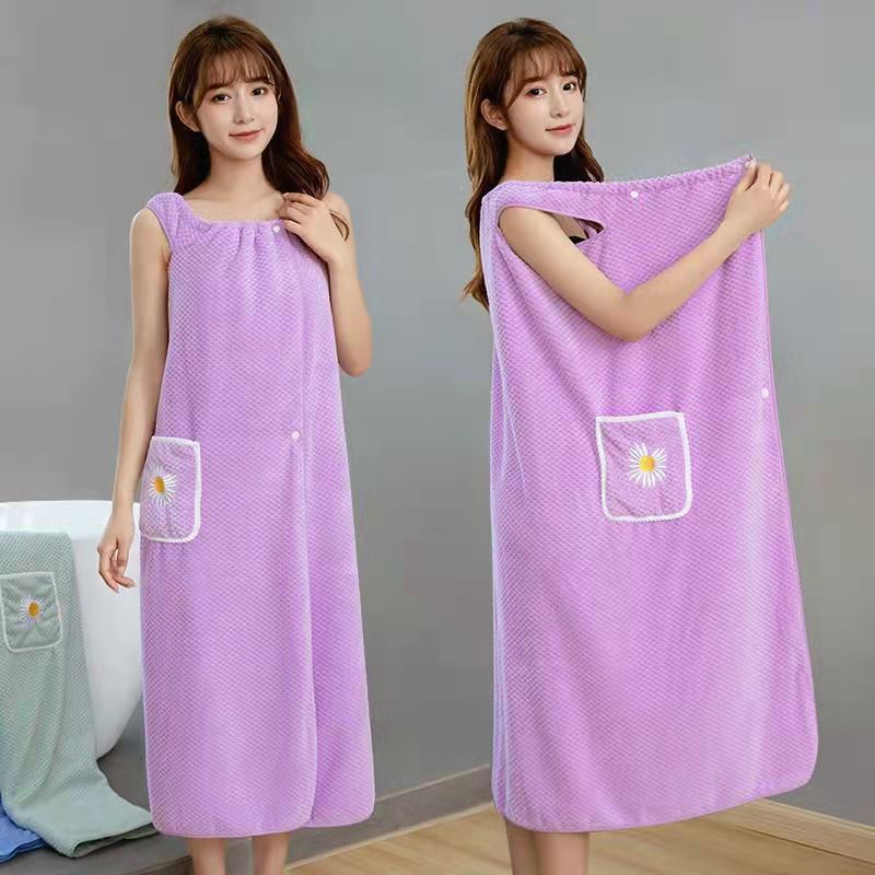 Tragbare Bad Handtuch Absorbent Coral Fleece Schlinge Bad Rock Bademantel Weiche Wrap Brust Mikrofaser Handtuch für Frauen Mädchen: Purple