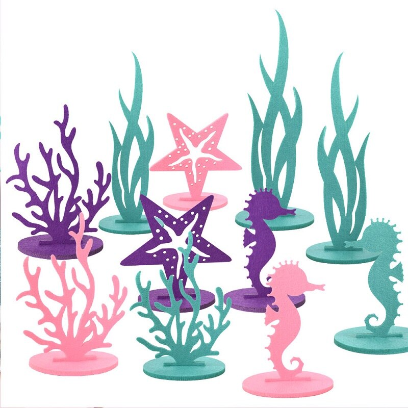 Mermaid Party Supplies Little Mermaid Decoration Seahorse Starfish Felt Table Ornament Girl Birthday Party Baby Shower Decor