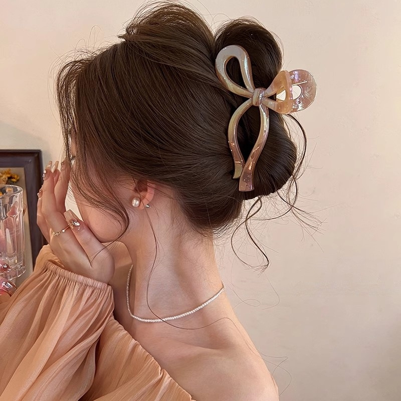 Aishg pérola arco caranguejo grampo de cabelo para mulheres geléia garra clipes tesoura forma braçadeira barrette hairpin meninas acessórios para o cabelo: Lavanda