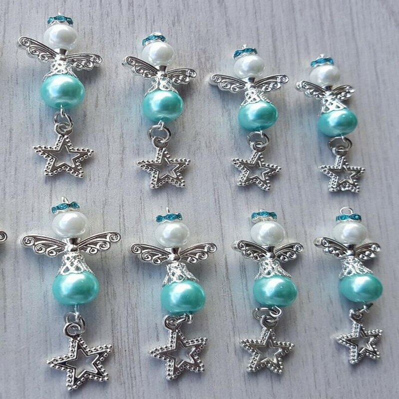 Vintage englevinger sjarm metall hjerte regnbue perler bjeller anheng for halskjede armbånd smykker å lage julebijoux: Hjerte