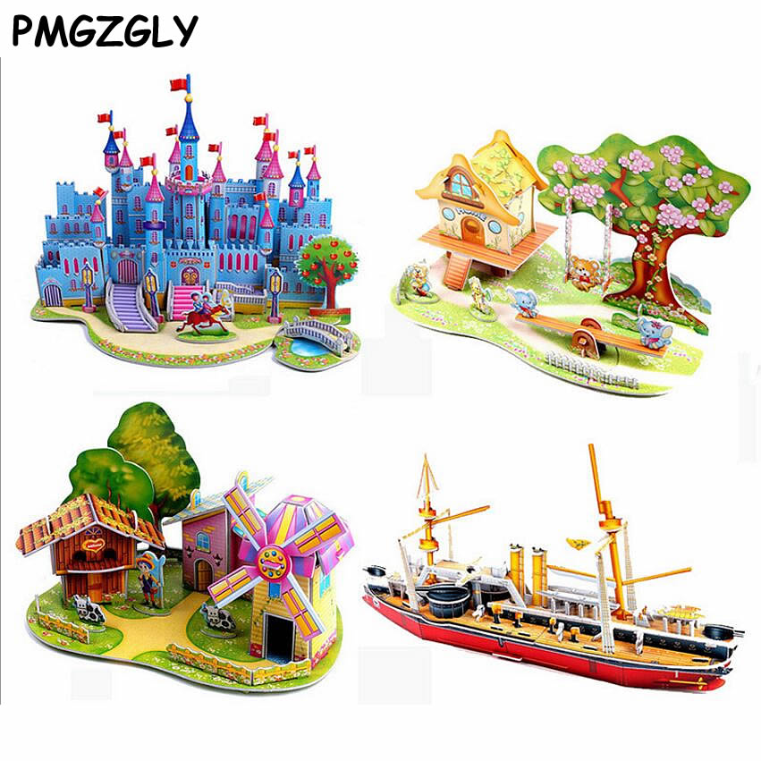 Nave da guerra Castello per bambini Giocattoli Puzzle 3D Puzzle Di Legno modello di puzzle giocattolo divertente puzzle per bambini Learning Education Cubi Magici