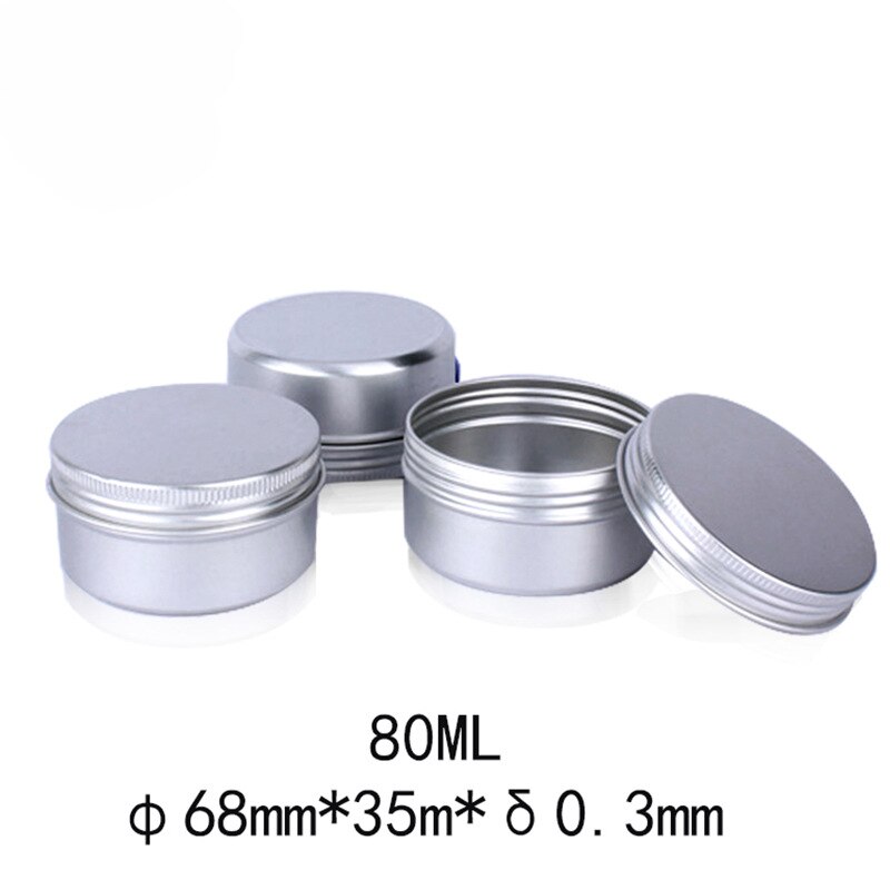 Tarros de aluminio de 60g, 80g, 100g, 150g, 200g, 250g, contenedor de lata de protector labial con tapa de rosca, caja de latas de té de vela, 50 Uds.