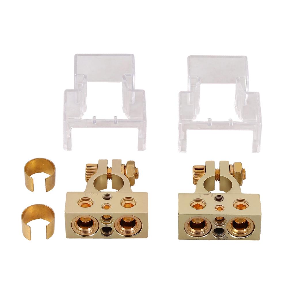 Battery Terminal Clamps 1/0 2 4 8 AWG Gauge - 12-Way Connectors Positive Negative