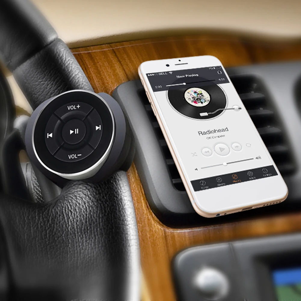 Bluetooth Ratbetjent Mediekontrol til Bil - Fjernbetjening til iOS Android