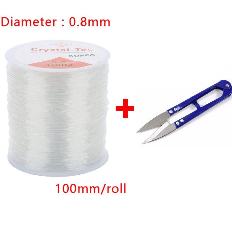 Xinyao 100 meters 0.5/1.5mm Round Elastic Line Transparent Crystal Elastic Beading Cord String Thread Rope Diy Findings: 100mm - size 0.8mm