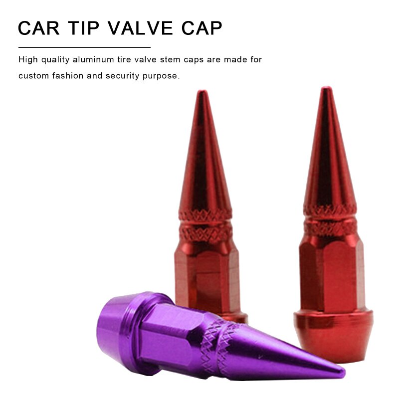 4 Stuks Universele Aluminium Styling Tunning Auto Ventiel Cap Spike Vormige Metalen Dust Covers Deksel Voor Fiets Motorfiets