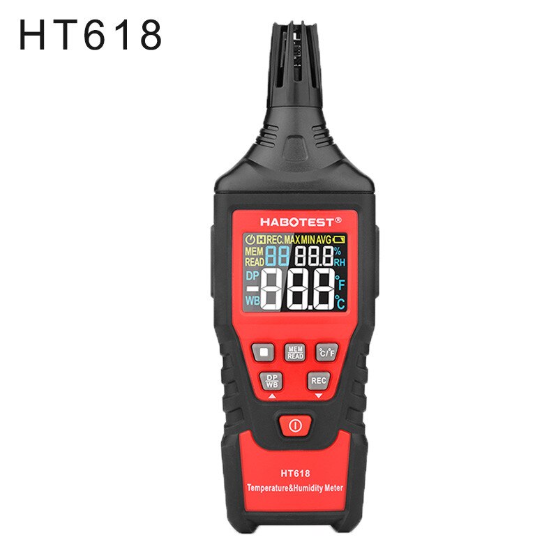 Weather Station Digital Thermometer Hygrometer High Temperature Tester HT618 For indoor outdoor laboratory And other places: Default Title