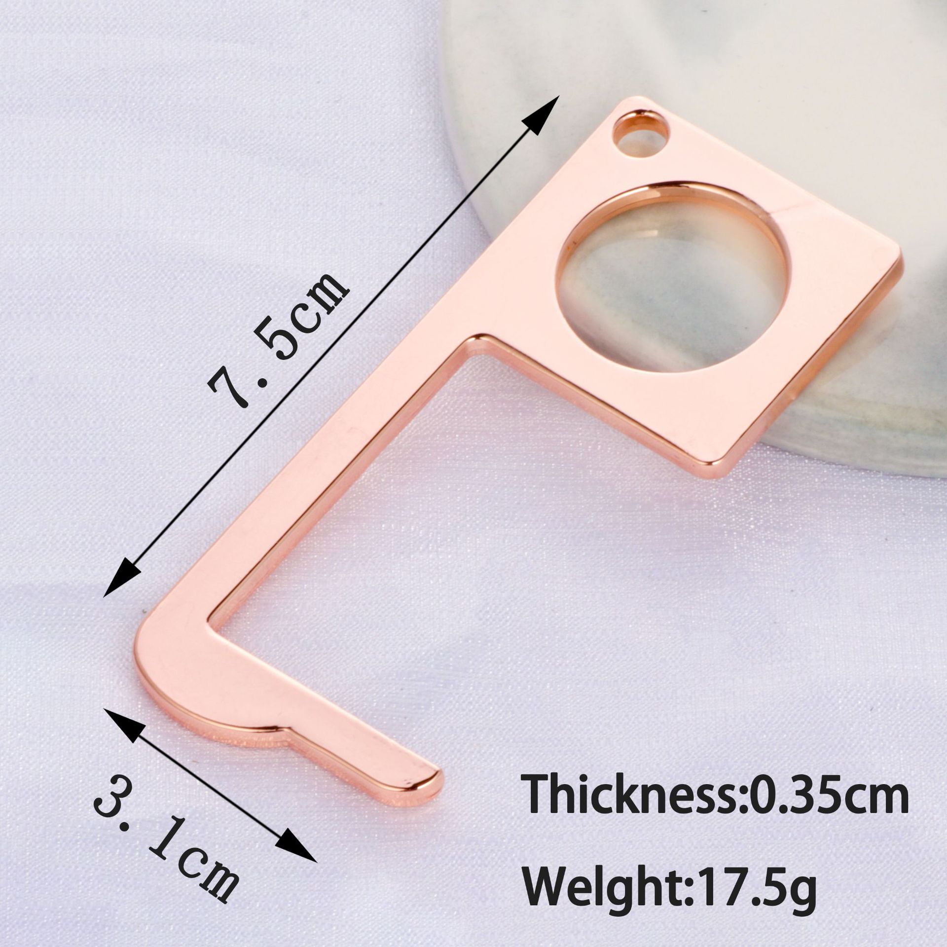 Anti-Contact Keychain Hygiene Hand Epidemic Prevention Anti-Touch Keychain Isolation Keychain EDC Door Opener: Ysk05 Rose Gold Zinc Alloy
