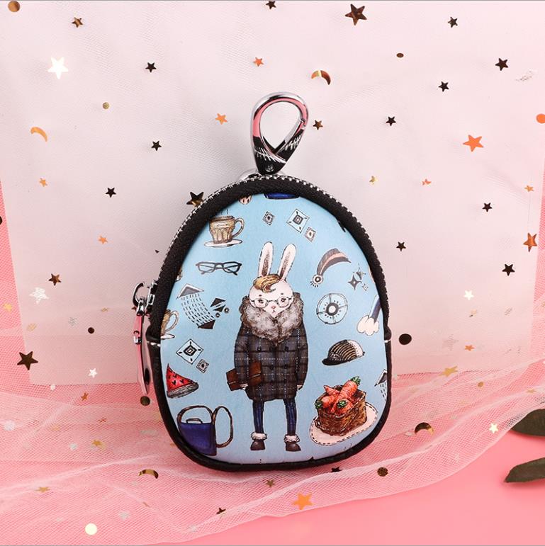 Car Key Bag Change Hand Bag Pendant Wallet Graffiti Painting Bag Key Holder Porta Chaves Purse Sleutelhouder Bag: Ivory