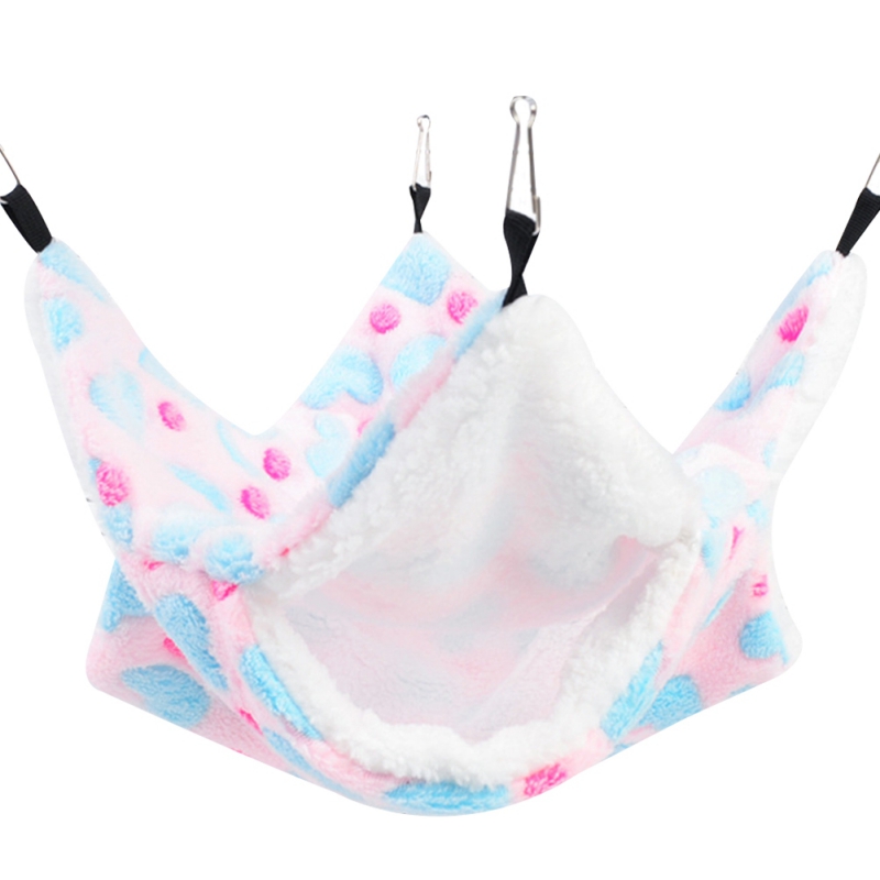 Double-layer Warm Hamster Hammock Rat Hanging Beds House Small Animal Cage Squirrel Guinea Pig Plush Cotton Nests: AP / L