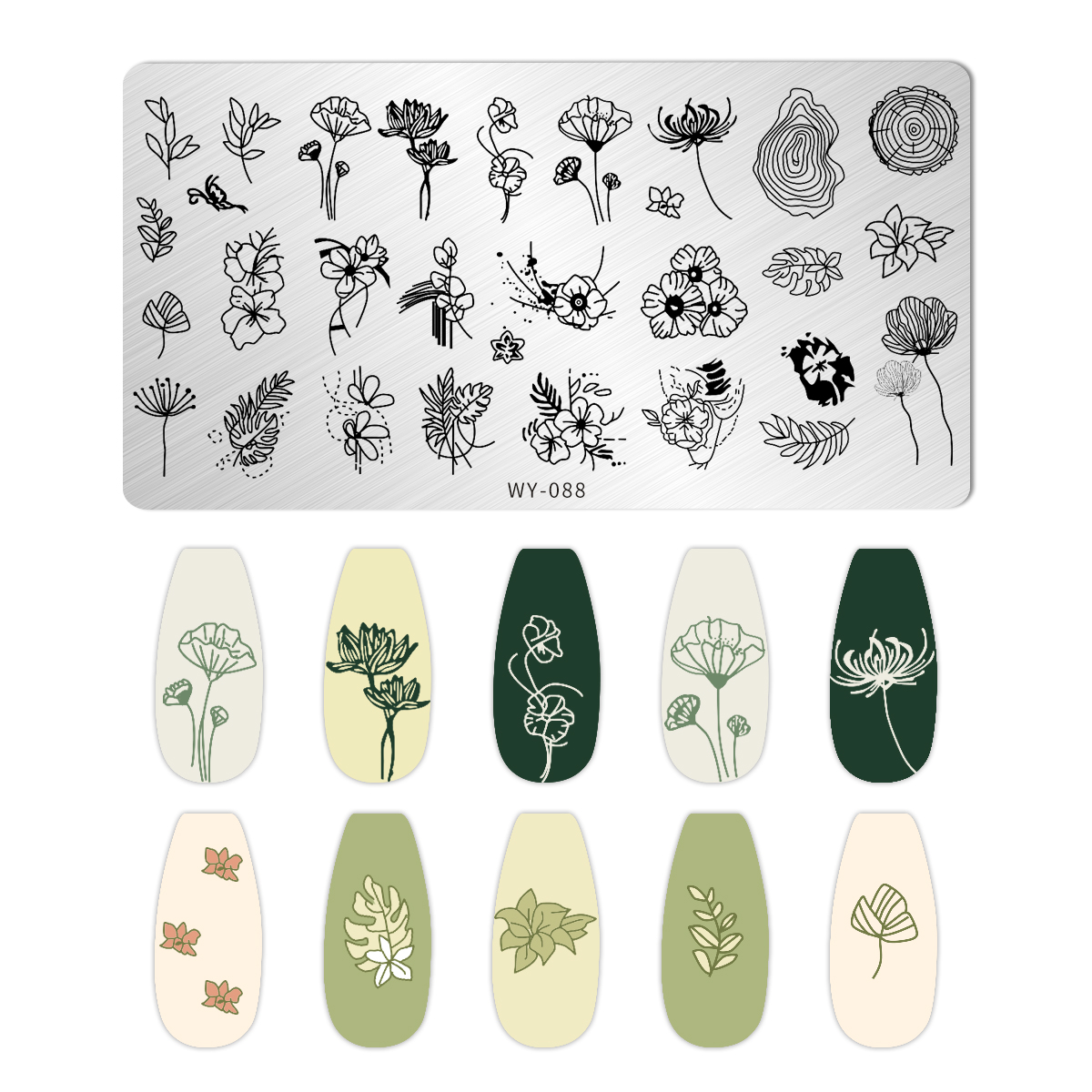 Blätter Blume Streifen Gänseblümchen Stempelplatten Lotus Rose Nagelstempel Vorlagen Aprikosen Blumendruck Schablonen Vorlagen: MULTI