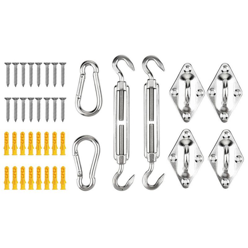 40Pcs Shade Sail Fixing Fittings Stainless Steel Sun Sail Shade Canopy Fixing Fittings A Kit Safety Sun Canopy Fixing Fittings