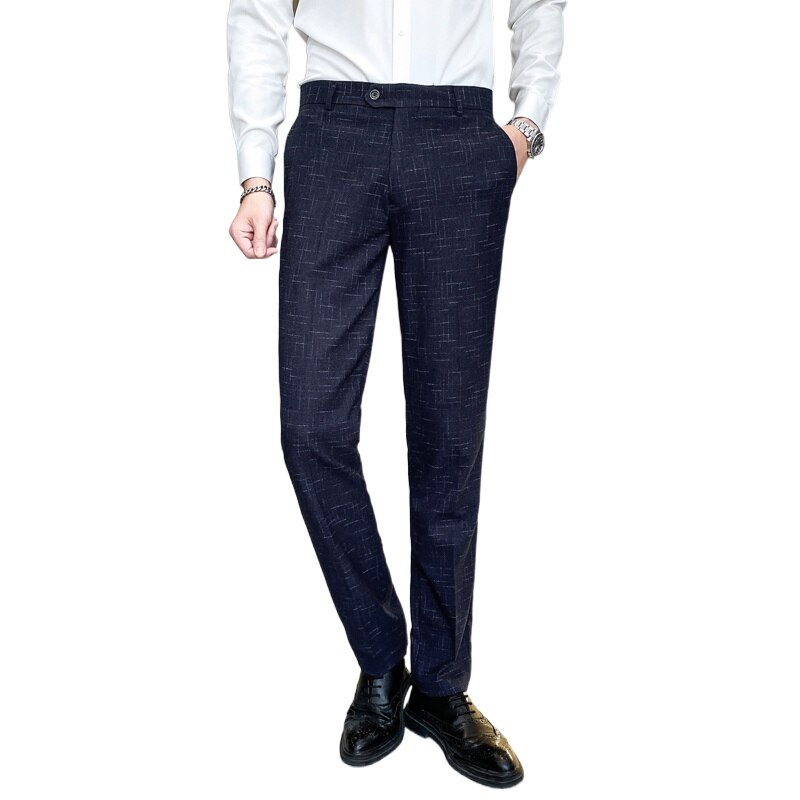 Pantalon de costume rayé pour hommes, bleu, noir, pour mariage, Business, grande taille, printemps et automne, 29-38