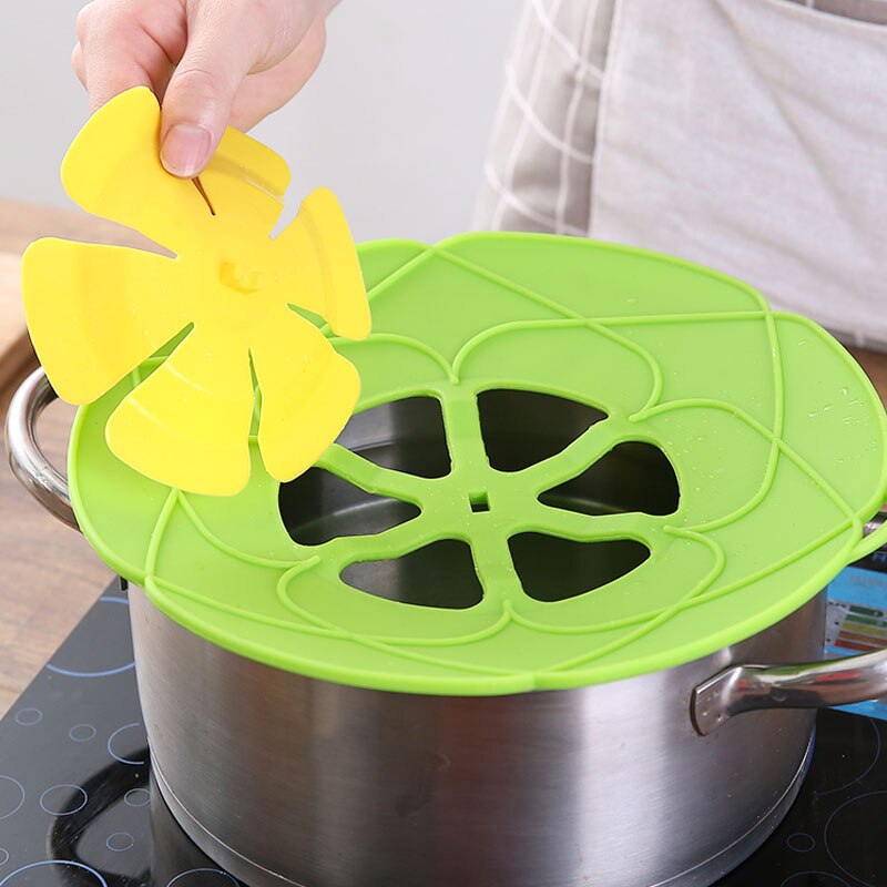 Silicone Anti-spill Boiling Pot Lid Home Splash-proof Kitchen Dust-proof Silicone Cap Sub-flower Type Anti-spill Pot Lid
