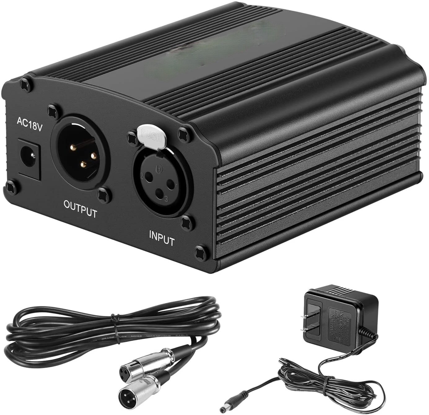 Alimentation fantôme 48V avec adaptateur, en Bonus + XLR, câble de Microphone à 3 broches pour tout Microphone à condensateur, équipement d'enregistrement de musique: US plug with XLR