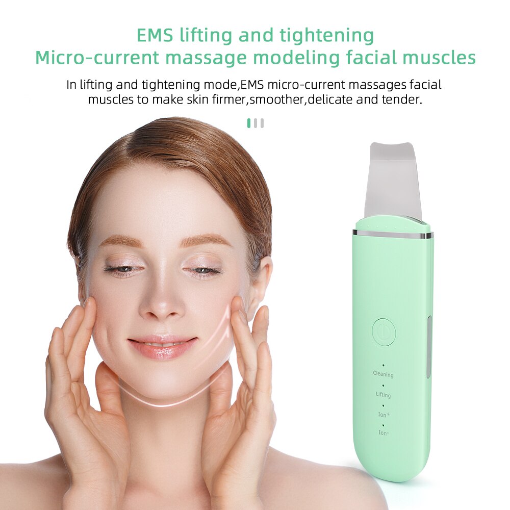 Ultrasonic Skin Scrubber Deep Face Cleaning Peeling Shovel Facial Pore Cleaner Skin Scrubber Lift Beauty Machine