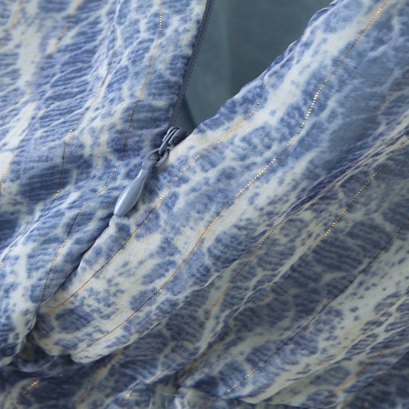 Zevity kvinder vintage v-hals slangeskind print plisseret minikjole kvindelige lanterneærmer chiffon vestido smarte flæsekjoler  ds4270