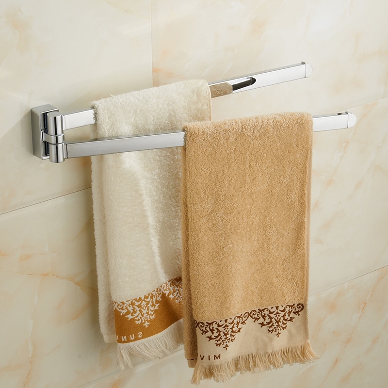 Swivel Handdoek Bar Beweegbare Dubbele Handdoek Rails Chrome Gepolijst Matt Rubber Zwart Badkamer Accessoires