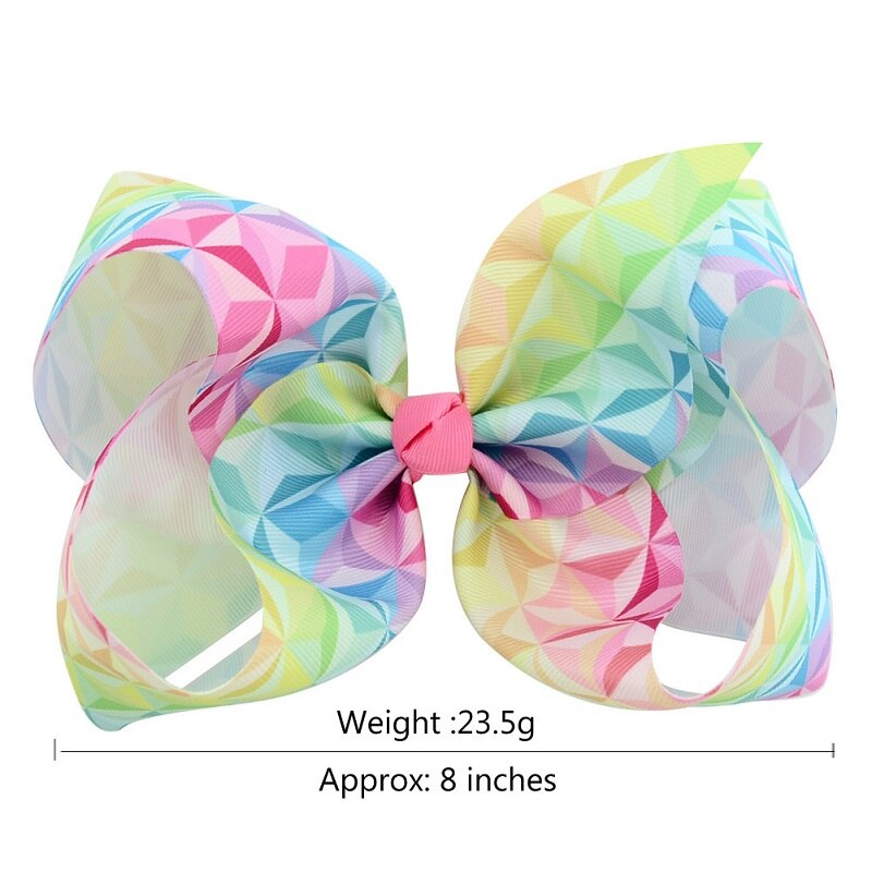 Épingles à cheveux pour filles | Gros nœud arc-en-ciel coloré imprimé grain, pince de cheveux, accessoires de cheveux pour enfants, fait à la main