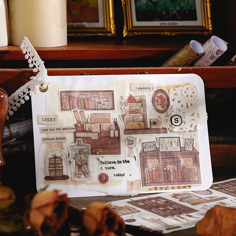 Vintage växt labb remsa klistermärke gör-det-själv scrapbooking botten collage telefon dagbok album glad planerare försegling dekoration
