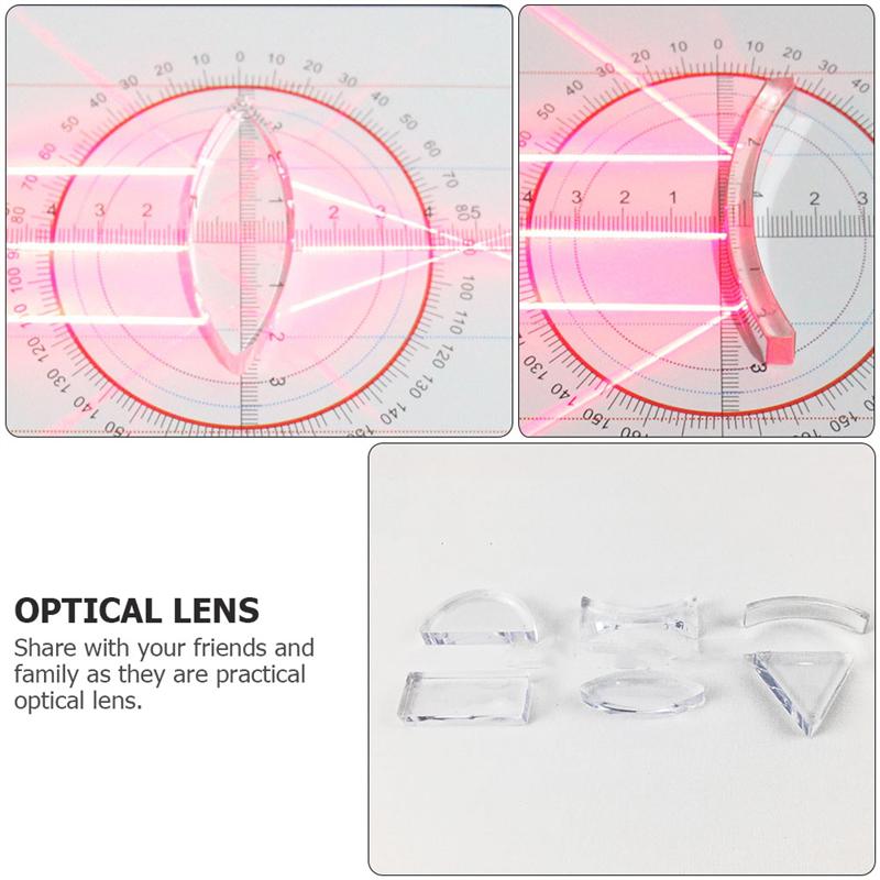 1 Set 6Pcs Optical Lens Kit Physics Teaching Optical Equipment (Transparent)