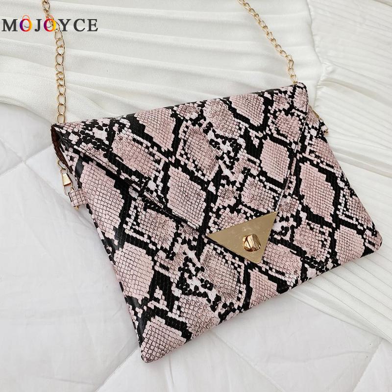 Vrouwen Envelop Snake Print Tas Handtassen Dame Mode Avond Serpentine Pu Lederen Ketting Schoudertas