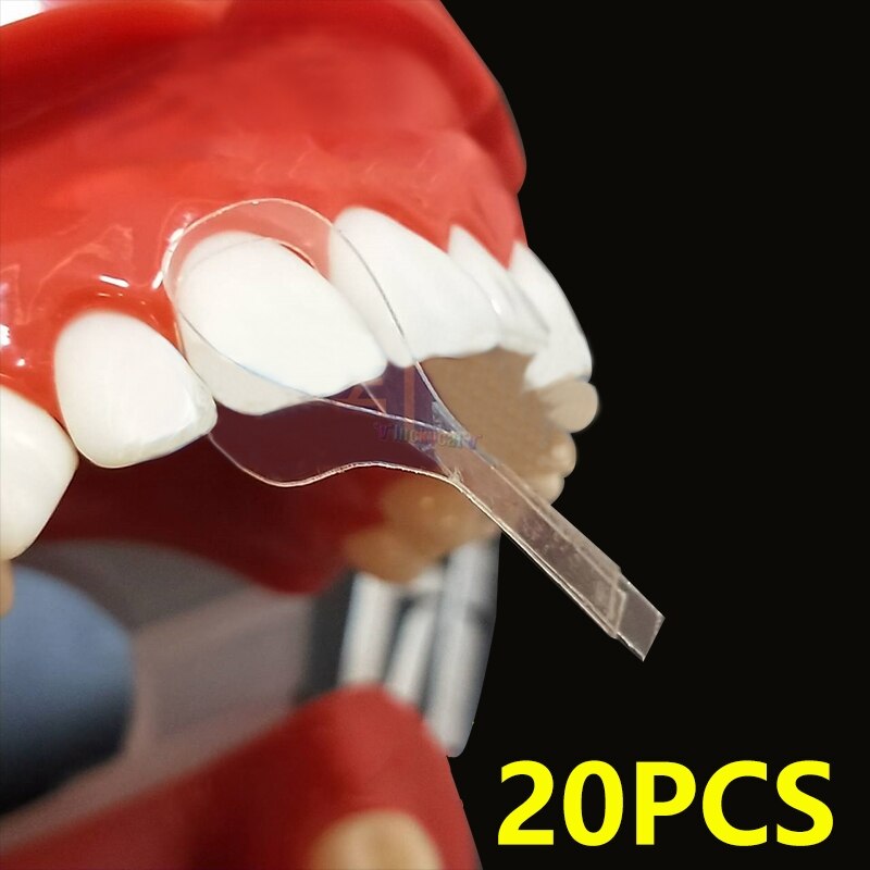 Dental Twin Anterior Matrices Dental Orthodontic Sectional Contoured Metal Matrice Polyester Matrice Dental Material tool: 20pcs-transparent