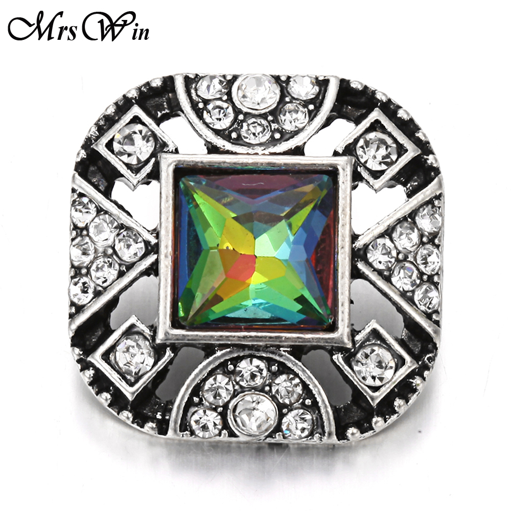 6 pz/lotto Nuovo Snap Monili Dell'annata Piazza di Strass 18 millimetri A Scatto In Metallo Bottoni Fit Con Bottone A Pressione Del Braccialetto Della Collana per Le Donne: 5